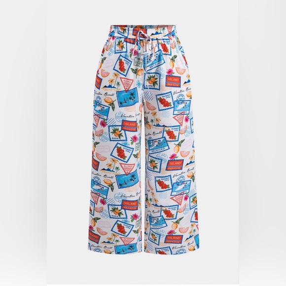 Micas Pants - Patterned Printed Wide-Leg Pants plus size micas